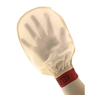 Afbeelding van Peelinghandschoen van zijde exfoliërende handschoenen, kese hamam peeling handschoen, lichaam, lichaamsspeeling dames, handschoen zijde, exfoliate (peelinghandschoen voor de gevoelige huid)