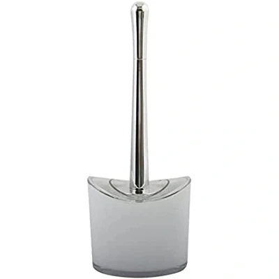 Afbeelding van MSV Toiletborstel in houder/wc borstel Aveiro PS kunststof/rvs wit/zilver 37 x 14 cm Toiletborstels
