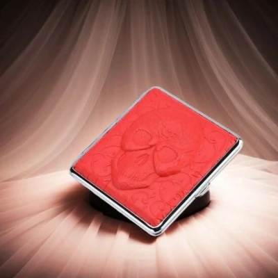 Afbeelding van Sigarettendoosje Kunstleer Schedel Rood 20 Sigaretten
