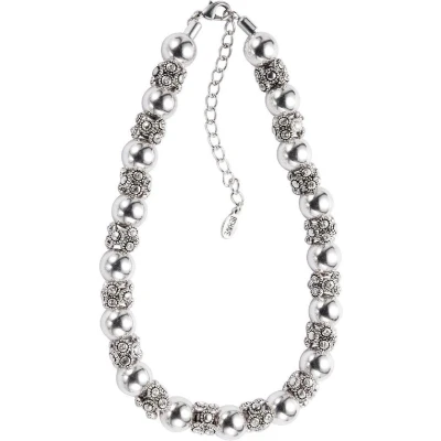 Afbeelding van Behave Ketting met zilverkleurige kralen en decoratieve steentjes