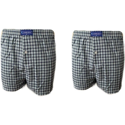 Afbeelding van Embrator 2 stuks mannen Boxershort geweven katoen blauw/turquoise XL
