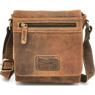 Afbeelding van Hunters Crossbody tas Buffel leer klein formaat (bxhxd) ca. 17cm x 17,5cm 4cm