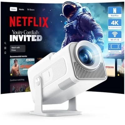 Afbeelding van WOLFANG WP03 Mini projector Full HD 1080P met Android app, draagbare wifi en Bluetooth voor thuisbioscoop, automatische verticale correctie, 180 draaibare buitenfilmprojector