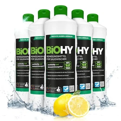 Afbeelding van BiOHY Reinigingsmiddel voor zuigwissers (6 x 1l Fles) 1:200 concentraat alle nat droogzuigers ideaal tegels, PVC, parket, laminaat &amp; tapijt ecologisch (Saugwischer)