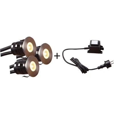 Afbeelding van Vlonder spots startset Heissner 1 W (3x led spot, Incl. trafo)