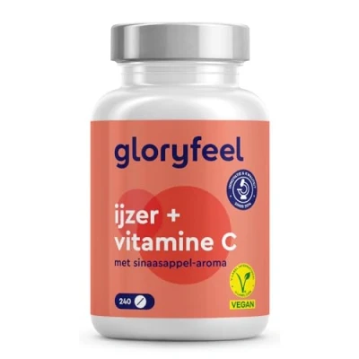 Afbeelding van Ijzer Tabletten met Vitamine C 240 20mg Ijzerbisglycinaat + 40mg (Acerola) Vegan, laboratoriumgetest, zonder toevoegingen, geproduceerd in Duitsland