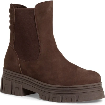 Afbeelding van Marco Tozzi Enkellaarsjes met plateauzool, Dames, Maat: 36, Cafe nubuck Leer