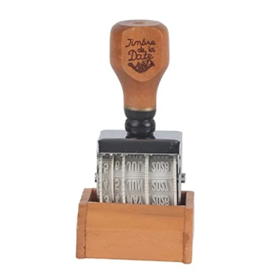 Afbeelding van Houten handvat &amp; base roller datumstempel, stempel voor doe het zelf handwerk kaarten maken planner scrapbooking