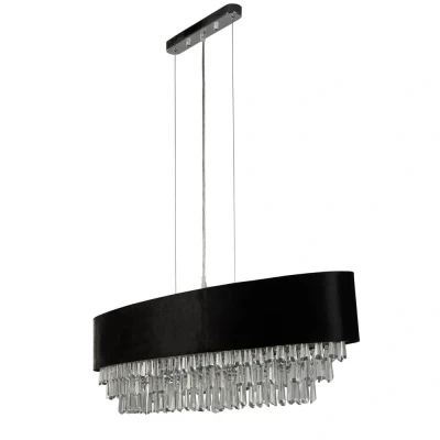 Afbeelding van Searchlight Grote kroonluchter Glamour zwart met chroom 50818 8BK