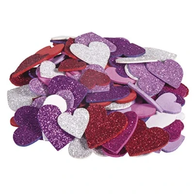 Afbeelding van Rayher 30229000 Schuimrubber harten glitter, 3 cm ø, 100 stuks, zelfklevend, gemengde kleuren, glitterschuimstickers, schuimrubberen stickers hart, om te versieren