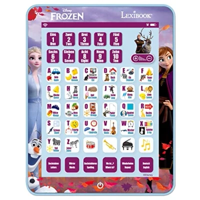Afbeelding van Lexibook Frozen Bilingual Talking Educational Tablet, speelgoed voor het leren van letters, cijfers, woordenschat en muziek, talen Duits/Engels, blauw, JCPAD002FZi3