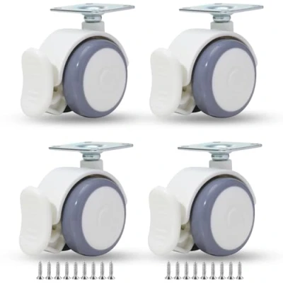Afbeelding van Wielen voor meubels met rem, meubelwielen transportwielen 50 mm draagvermogen 200 kg, set van 4 zwenkwielen zware wielen, grijs