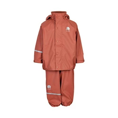 Afbeelding van Celavi Basic Rainwear Set Solid Pu Regenjas voor meisjes, redwood, 150 cm