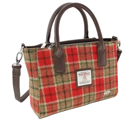 Afbeelding van Handtas Brora Rood Groen Tartan Ritssluiting Draagband Harris Tweed Glen Appin of Scotland