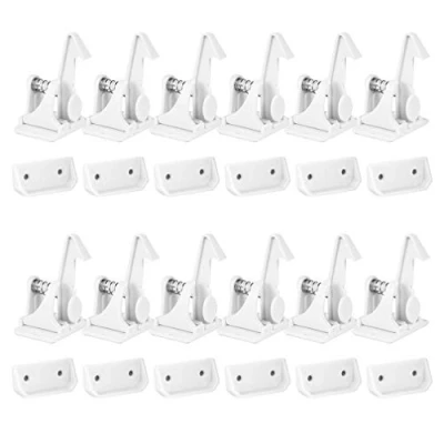 Afbeelding van 12 Pack Wit &amp; Zwart Kind Kastsloten, SACONELL Baby Proofing Veiligheid Onzichtbare Lade Latches, Sterke Lijm Eenvoudige Installatie, Kinderen Lock voor Cupboards, Keuken, Laden, Dressoir Deuren, Sluiting White