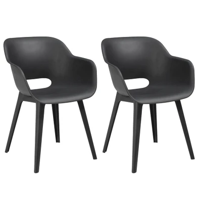 Afbeelding van Allibert Tuinstoel Akola grafiet (2 stuks )