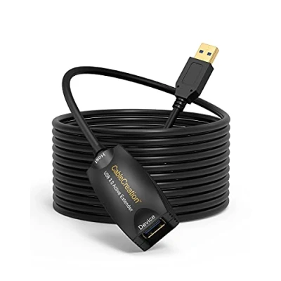 Afbeelding van CableCreation Actieve USB 3.0 verlengkabel, 5 m stekker naar bus kabel met signaalversterking, compatibel Oculus Rift/Quest/Quest 2 VR/Link, Valve Index VR, Xbox One, printer enz. zwart