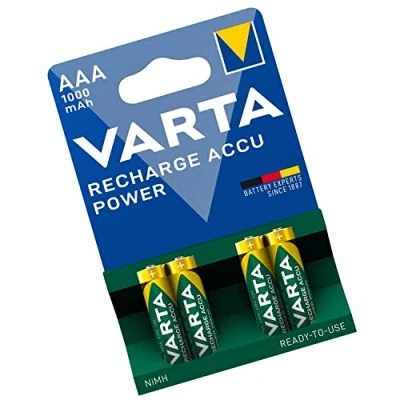Afbeelding van Varta HR03 Oplaadbare batterijen, AAA, 1000 mAh, 4 stuks