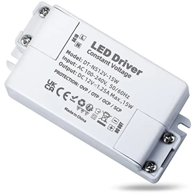 Afbeelding van REYLAX LED transformator 12V 15W 1.25A, Ledtransformatoren 230V naar DC Voeding Driver, Mini Laagspanningstransformator voor Ledlampen Ledstripverlichting G4 MR11 MR16 Ledlamp