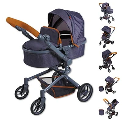 Afbeelding van Knorr toys 90930 poppenwagen Boonk donkerblauw, 59 x 42 80 cm