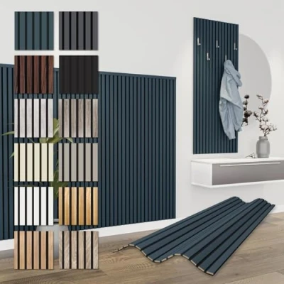 Afbeelding van HEXIM APH04 Akoestische panelen, flexibele lamellenwand, hout, MDF, 138,5 x 60 cm, wandpanelen, lamellenbekleding, binnendecoratie, geluidsisolerend (12 9,96 m², Ocean APH04)