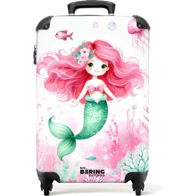 Afbeelding van NoBoringSuitcases.com® Zeemeermin kinderkoffer Trolley koffer meisje 55x35x25