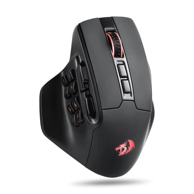 Afbeelding van Redragon M811 PRO Draadloze MMO Gaming Muis, 15 Programmeerbare Knoppen, RGB Gamermuis met Ergonomische Natuurlijke Gripconstructie, 10 Zijdelingse Macrotoetsen, Software ondersteund