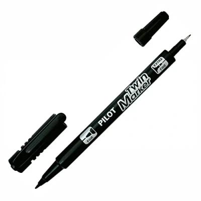 Afbeelding van Pilot Twin Marker Zwarte Permanent Extra Fine/Fine Tip