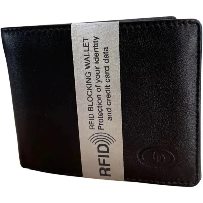 Afbeelding van Leren LD billfold Portemonnee heren leer zwart compact RFID beschermd