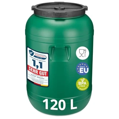 Afbeelding van Garronda 220L Kunststof Trommel Met Deksel Vat HDPE Voedselvat Tuin Hobbock Blauw/Zwart GD STE Barrel