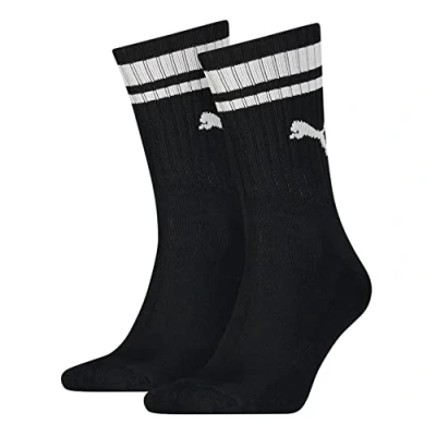 Afbeelding van 2 paar Puma Crew Heritage Stripe sokken Zwart