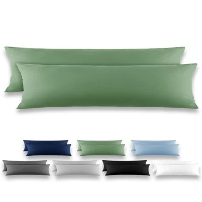 Afbeelding van REDKEY Zijslaapkussen, overtrek 40 x 145 cm, set van 2, hoofdkussenslopen microvezel, kussenhoes voor kussens, kussenslopen met lipsluiting, gazongroen