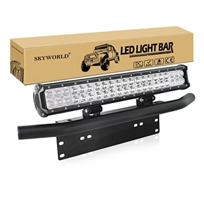 Afbeelding van SKYWORLD 20 inch 126W led Light Bar met 23 kentekenplaathouder Universeel Aluminium, rijverlichting werklampen mistlamp voor auto 4x4 suv Offroad vrachtwagens