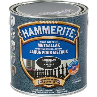 Afbeelding van Hammerite Metaallak Hamerslag Zwart 2,5 liter Kunststof &amp; metaal verf