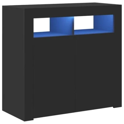 Afbeelding van vidaXL Dressoir met LED verlichting 80x35x75 cm zwart