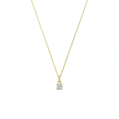 Afbeelding van Lucardi Dames Zilveren goldplated Ketting met hanger rond zirkonia 925 Zilver Goudkleurig 45 cm