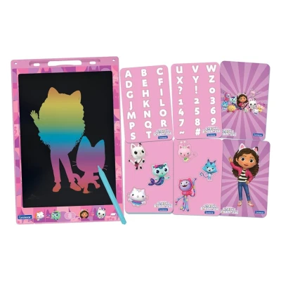 Afbeelding van Lexibook, Gabby en het magische huis, leisteen, artistiek creatief speelgoed voor meisjes jongens, kleurrijke tekeningen, display 28 cm, inclusief 1 stylus 6 sjablonen, roze,