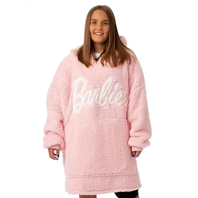 Afbeelding van Barbie Dames Roze Full Sherpa Deken Hoodie Omarm luxe comfort met deze VUddie One Size Fits All Geniet van gezellige avonturen