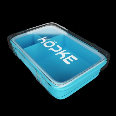 Afbeelding van Broodtrommel Lunchbox Rechthoekig Lichtblauw Transparant