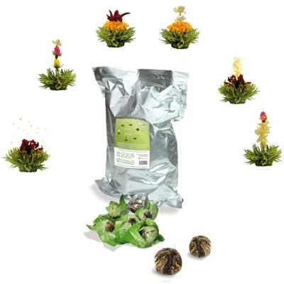 Afbeelding van Creano Theebloemen 36 theekogels groene thee grote verpakking, Erbloeithee in bulkpack, theeroozen, bloeiende tea, Flowering Tea