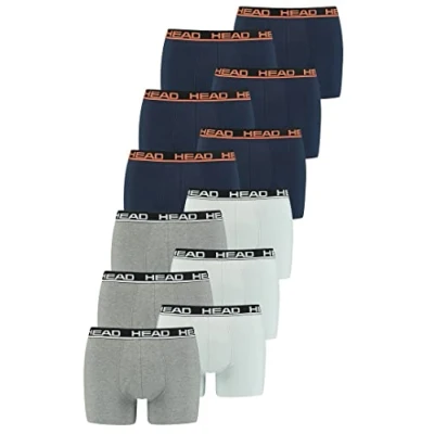 Afbeelding van HEAD Basic boxershort voor heren, katoen, stretch, verpakking van 12 stuks, Grijs Combo/Blauw Oranje, L