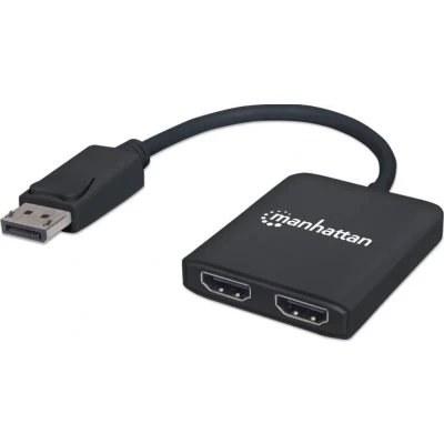 Afbeelding van Manhattan Products DisplayPort naar HDMI Display Port Splitter 2 poorten HDMI, MST hub, Switch met 4K @30Hz resolutie, Plug &amp; Play, Accessoires Zwart