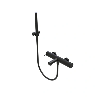 Afbeelding van Waterevolution Flow thermostatische twee weg douchemengkraan met handdouche zwart T130TNPR
