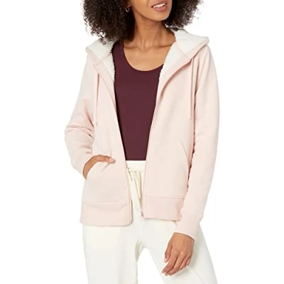 Afbeelding van Amazon Essentials Women&#039;s met sherpa gevoerd fleecejack volledige ritssluiting (verkrijgbaar in grote maten), Lichtroze, S
