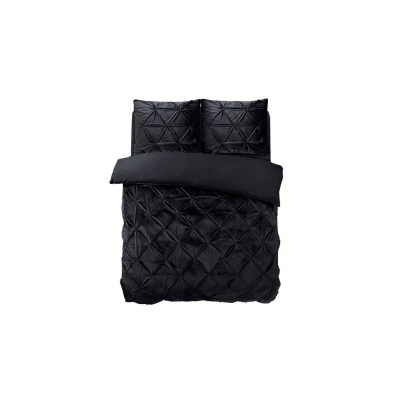 Afbeelding van Dekbedovertrek Velvet Pintuck Tweepersoons (200x200 cm) Zwart/ Wit/ Groen/ Taupe/ Zand Microvezel Dessin: Effen Sleeptime