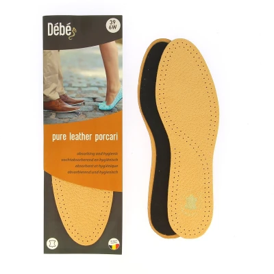 Afbeelding van DEBE Pure leather porcari Lederen inlegzool met schokdemping en latex actieve kool 36 48