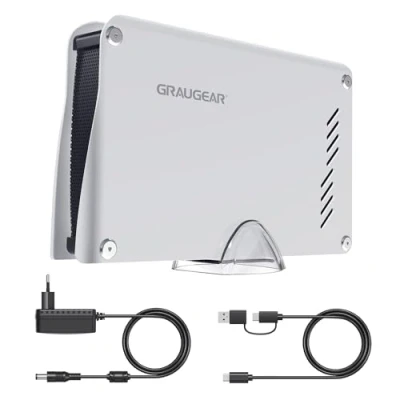 Afbeelding van GRAUGEAR, 4TB externe harde schijf in aluminium behuizing voor Playstation Geformatteerd PS5 en PS4, HDD, 3,5 inch, USB C, A, met voeding, G 3505
