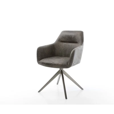 Afbeelding van DELIFE Draaistoel Pejo Flex microvelours grijs antiek kruisframe breed grafiet 360 draaibaar rocker functie pocketveer kern