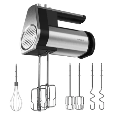 Afbeelding van Cecotec Handmixer PowerTwist 500 Full Steel. W, 5 Snelheden plus Turbofunctie, 3 Accessoires: Klopgarde, Klopborstels en Deeghaken, Ergonomisch Ontwerp
