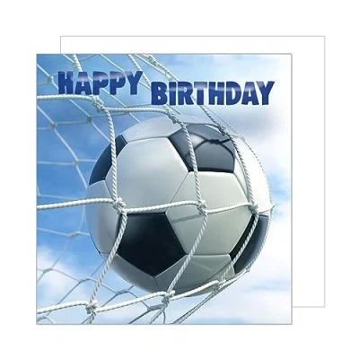 Afbeelding van Edition Seidel Premium vierkante verjaardagskaart met envelop. Wenskaart Happy Birthday bilet kaart man vrouw tieners kinderen voetbal (GQ116)